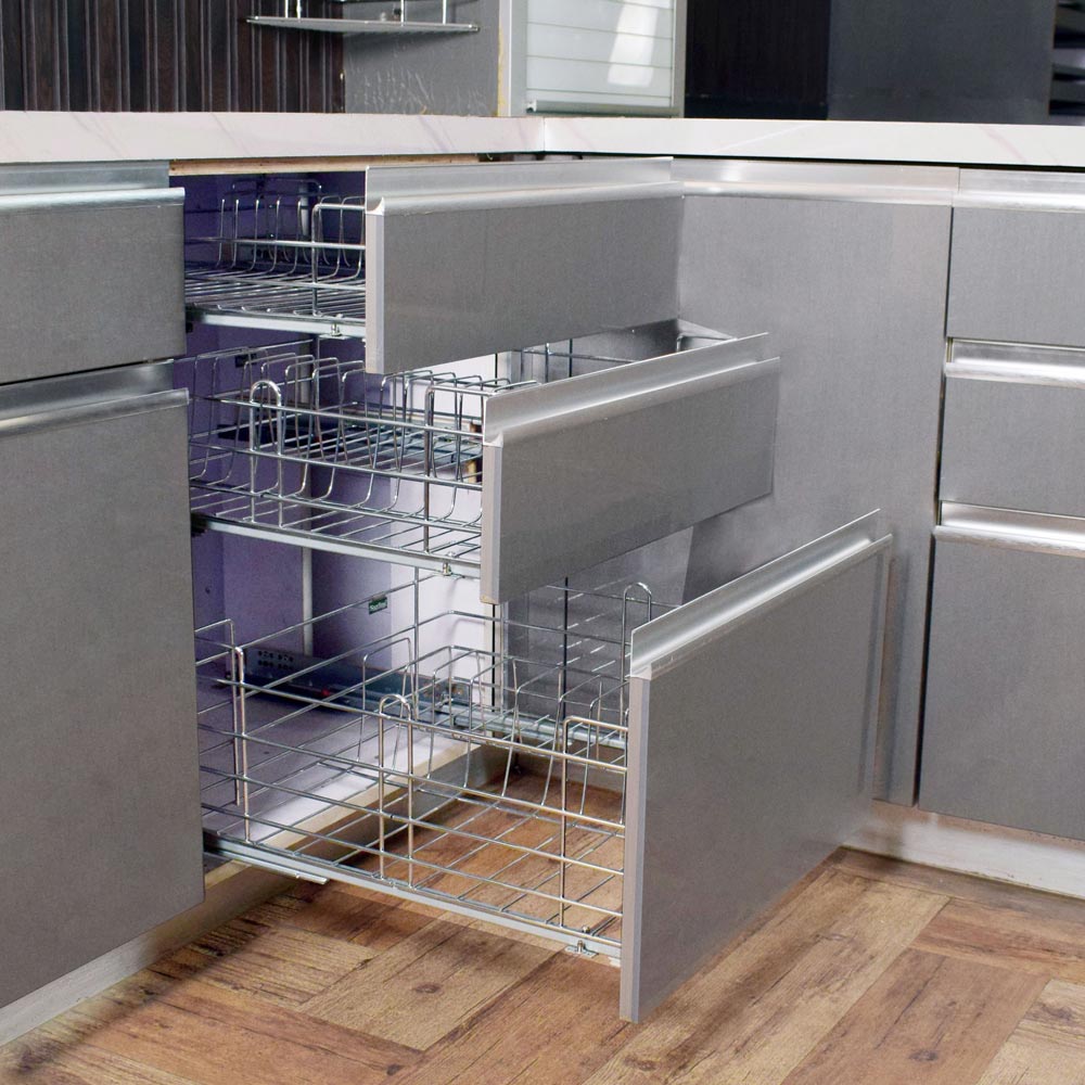 Kitchen baskets and pull-out hardware